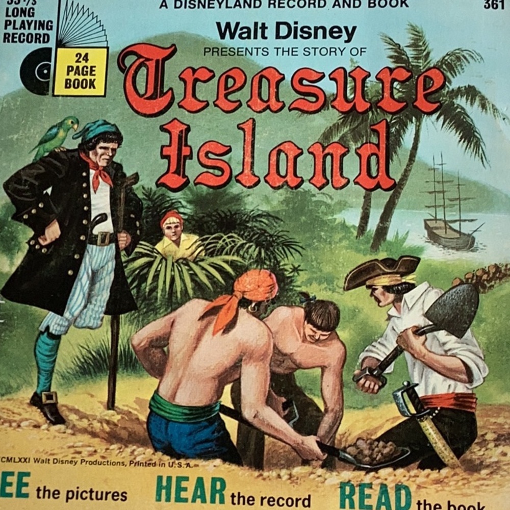 🏴‍☠️ Treasure Island, Walt Disney 24 page BOOK w/ 33 Record. VNPLVC